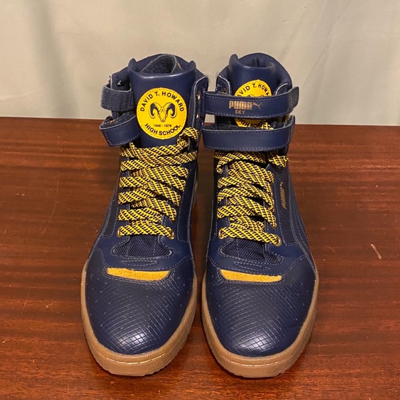 Puma Mens  David T Howard High   Leather Blue Sky High Top Sneakers 10 - Picture 3 of 7